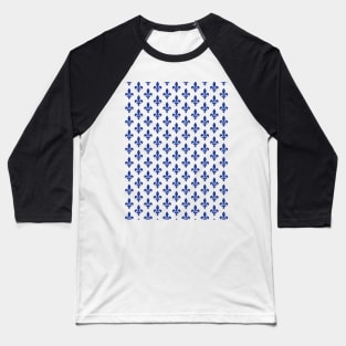 Lily Flower Pattern | Fleur de Lys du Québec | Blue and Black Baseball T-Shirt